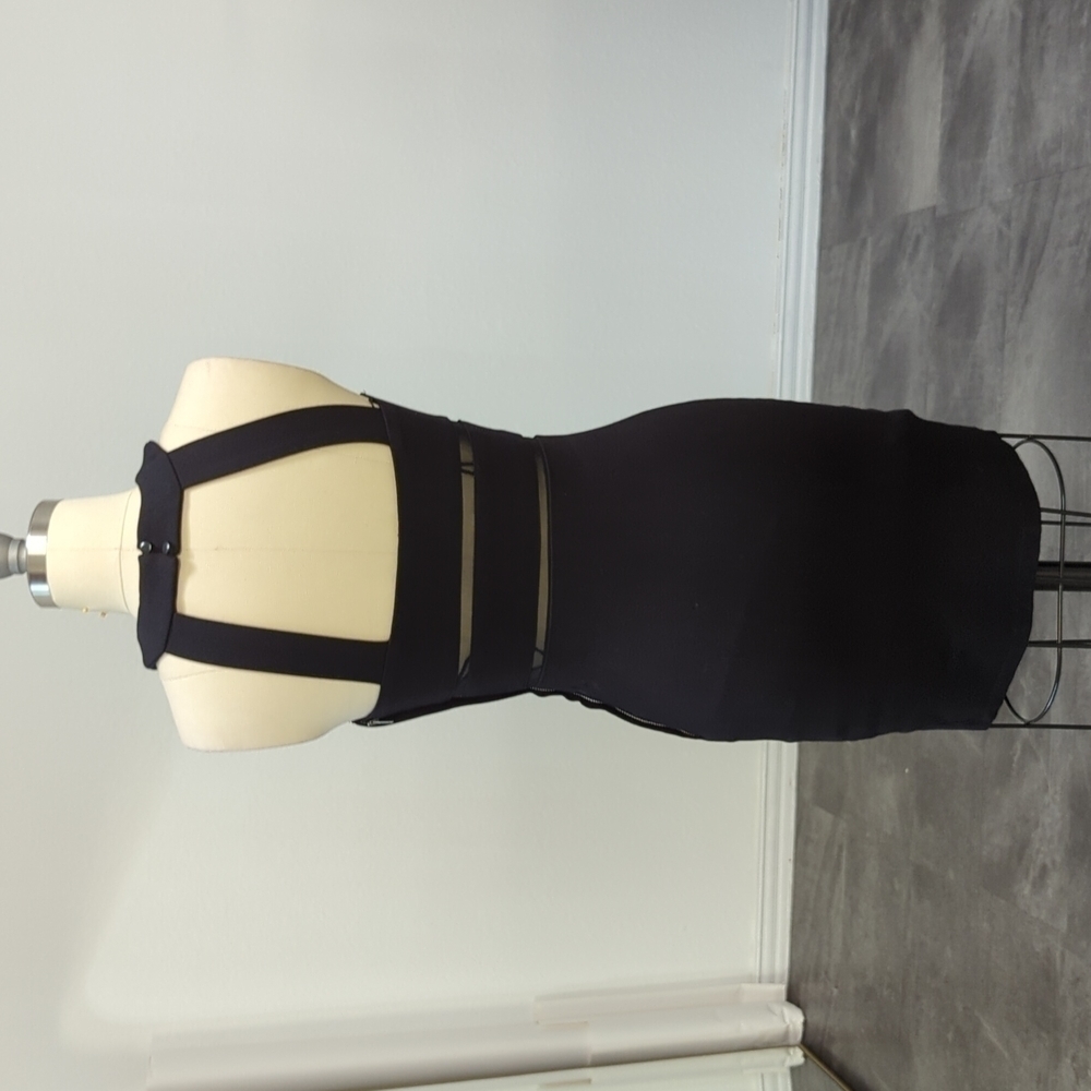 Guess Knit Mesh Halter Dress Black XS fall stretch sexy cocktail party clubbing - Picture 3 of 11